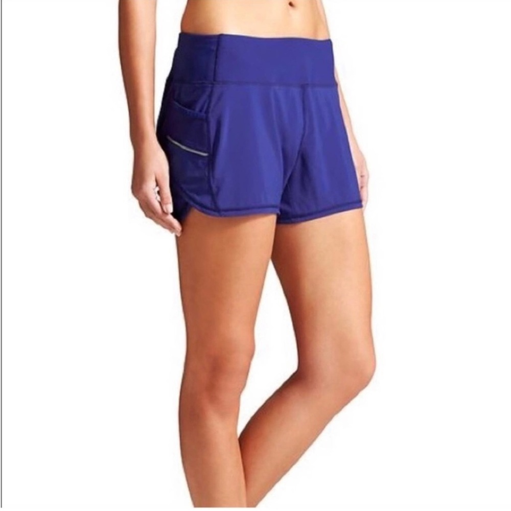 Athleta Ready Set Go Mid Rise Activewear Running Shorts in Purple Indigo Sz M